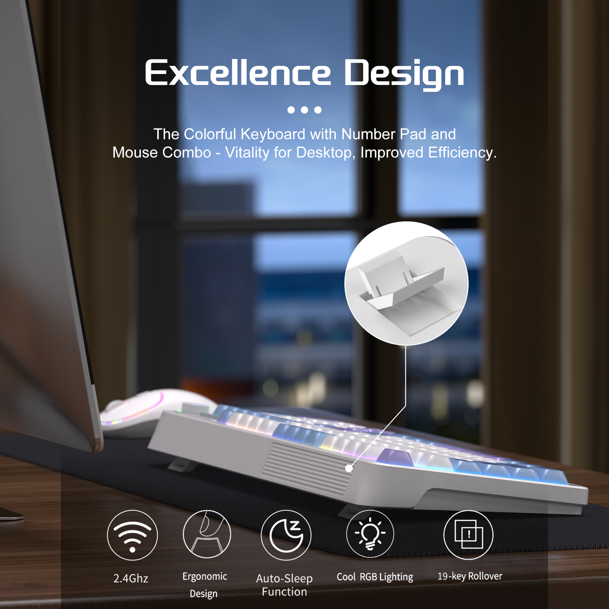 MageGee Wireless Gaming Keyboa - đánh giá và giá Tradescantia Purple