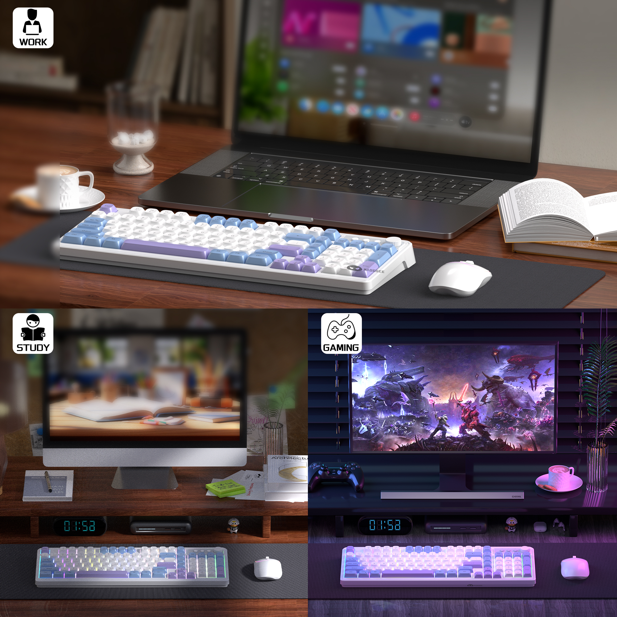 MageGee Wireless Gaming Keyboa - đánh giá và giá Tradescantia Purple