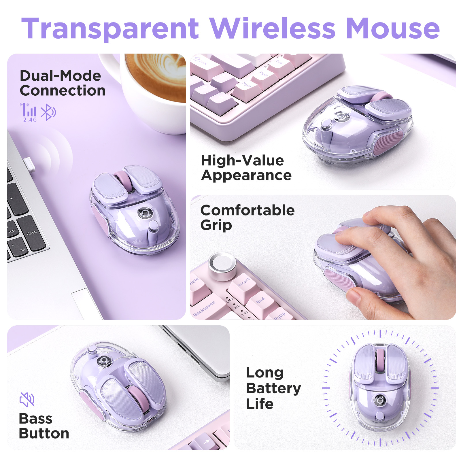 EWEADN Q9 Purple Wireless RGB  - đánh giá và giá Tradescantia Purple